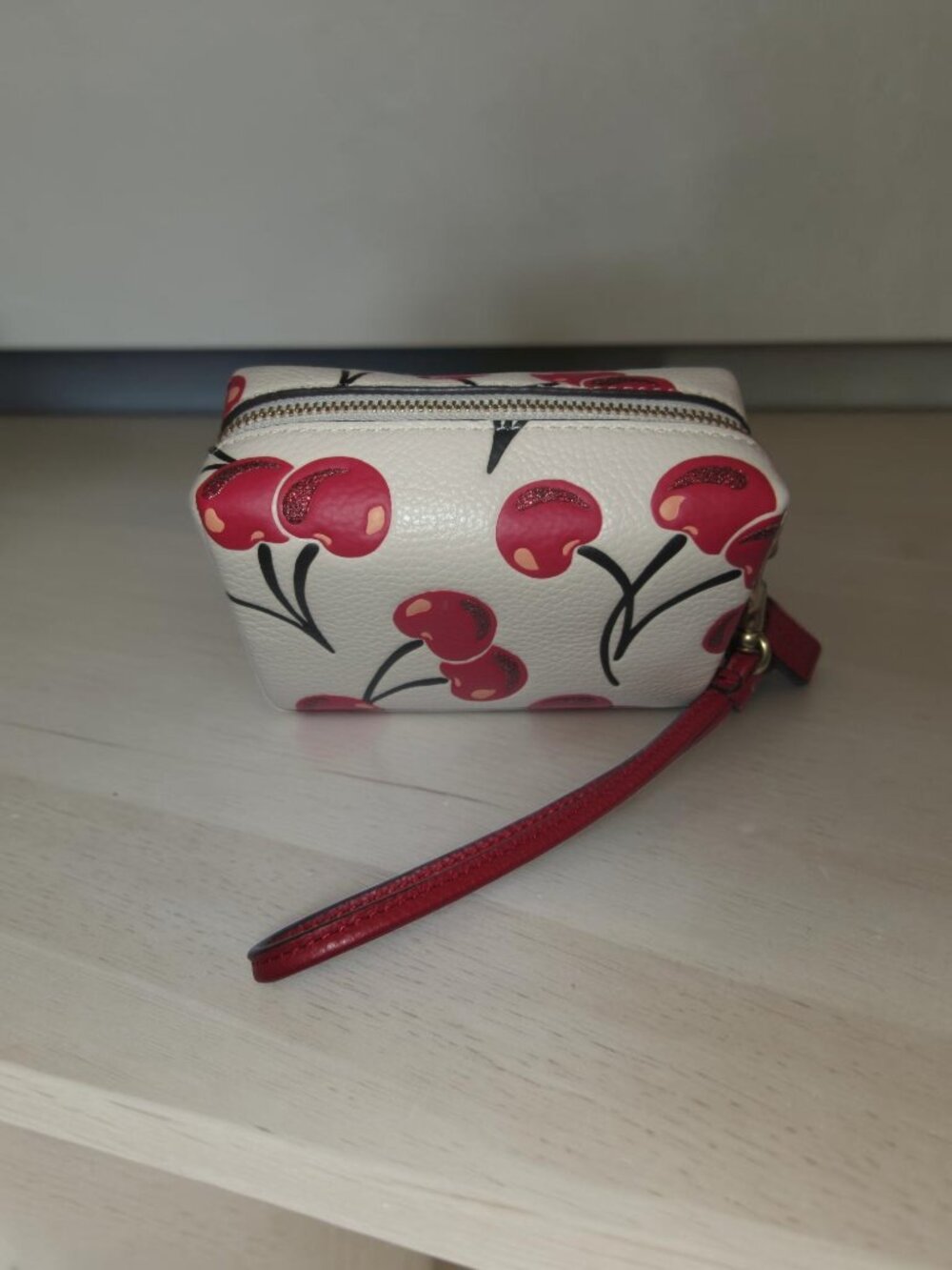 COACH - Cherry Print Leather Boxed Cosmetic Pouch, New in box